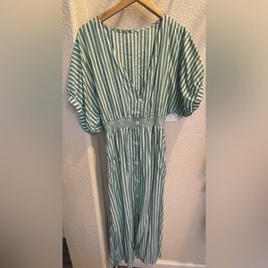 Green stripe women’s Maxi Dress